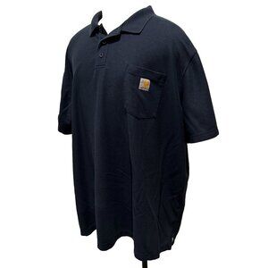 Carhartt Polo Shirt Mens 4XL Navy Blue Original Fit Short Sleeve Work Wear